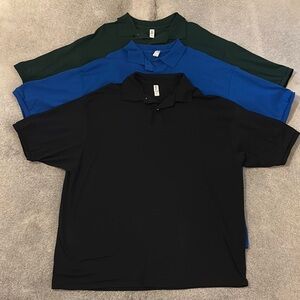 Jerzees Polo Shirt Set Black/Blue/Green (Set of 3!)